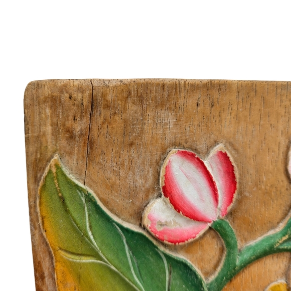 Vintage Tropical Bird & Flowers Wood Frame 11 3/4" x 20" - Picture 8 of 12